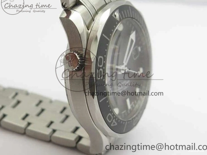 0816 Flexible Seamaster 300M SS OMF 1:1 Best Edition Black Dial Matt Black Ceramic Bezel On SS Bracelet A 8147